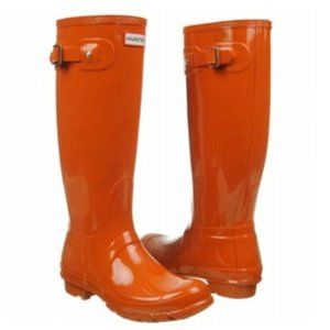 HUNTER Boots, Brand NEW Women's Original Tall Gloss, Color: Orange, Size: US 8